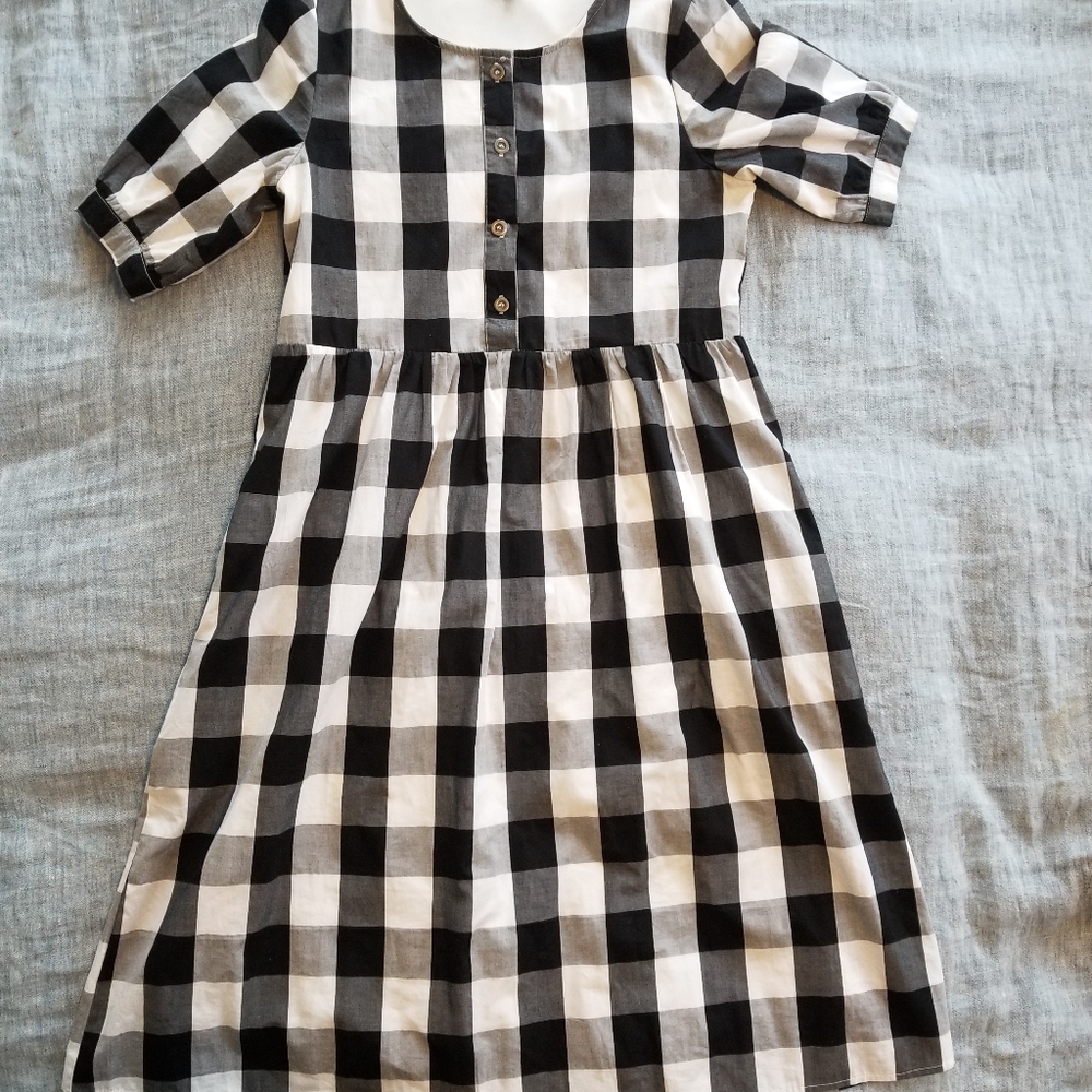 Roolee Xs Gingham Buffalo Check Button Up Dress - image 1